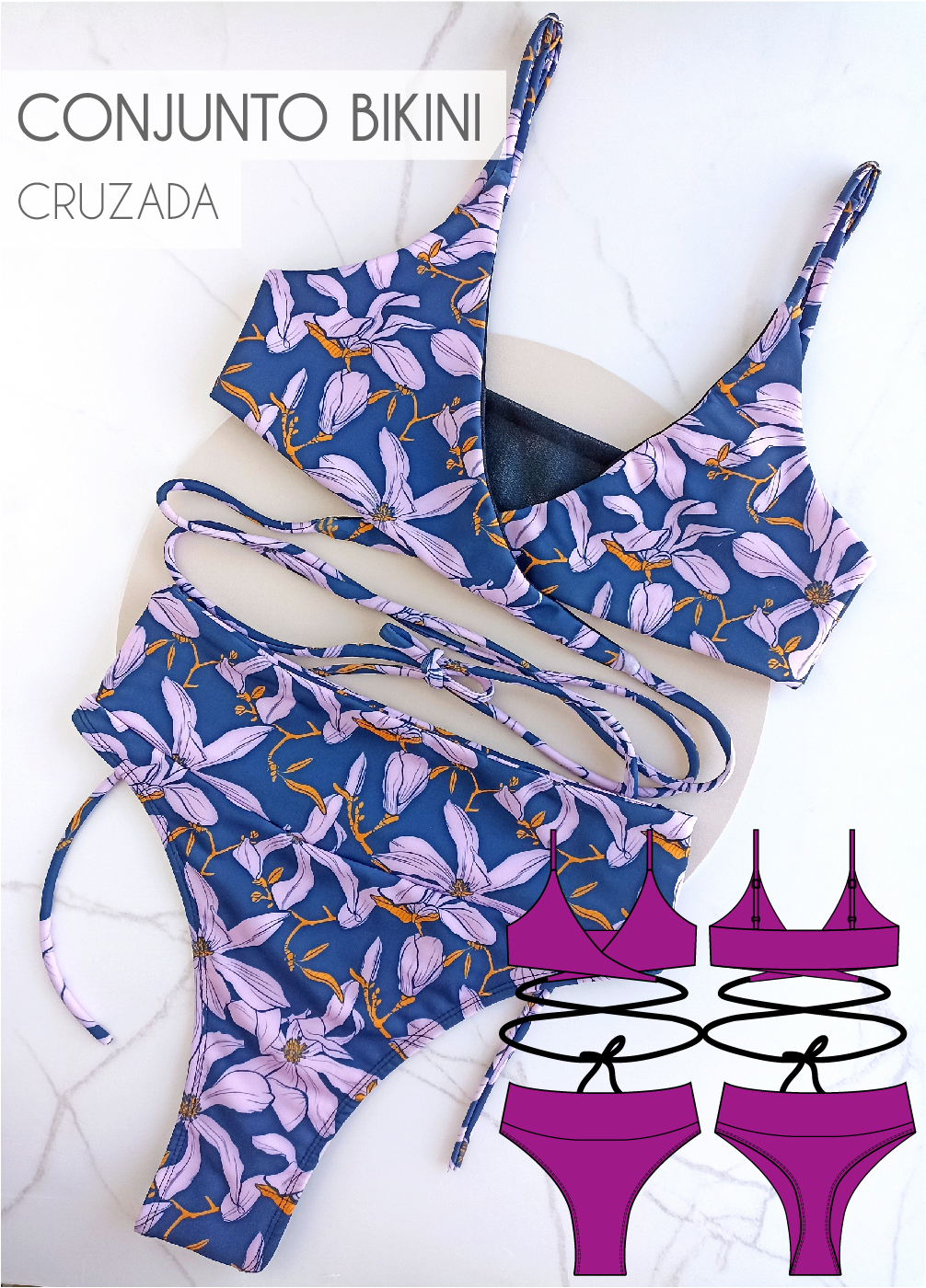 Molde Conjunto Bikini Cruzada Mercadito De Moldes