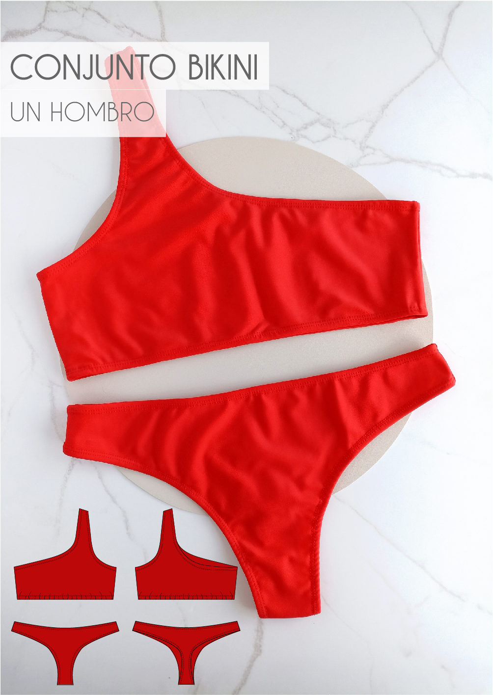 Molde Conjunto Bikini Un Hombro Mercadito De Moldes