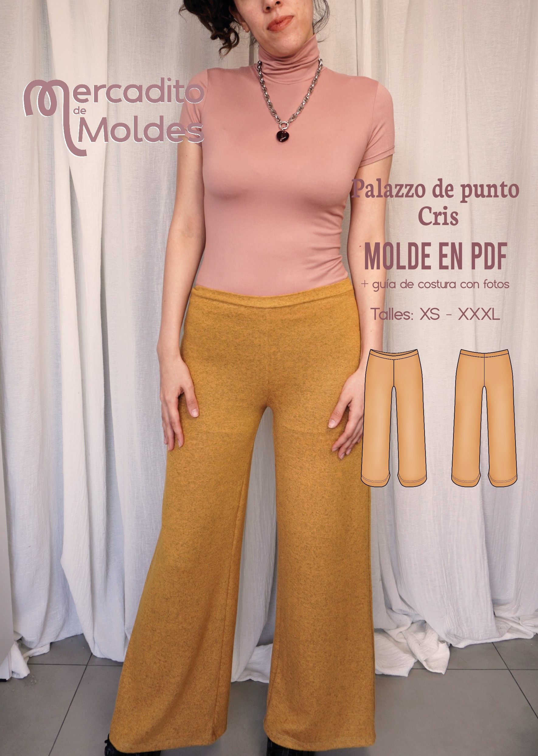 Palazzo de punto Cris - molde y guía de costura