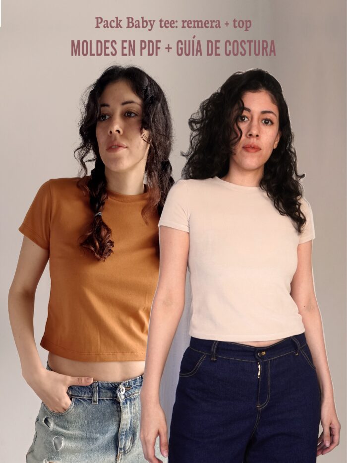 Pack de moldes - baby tee: remera y top