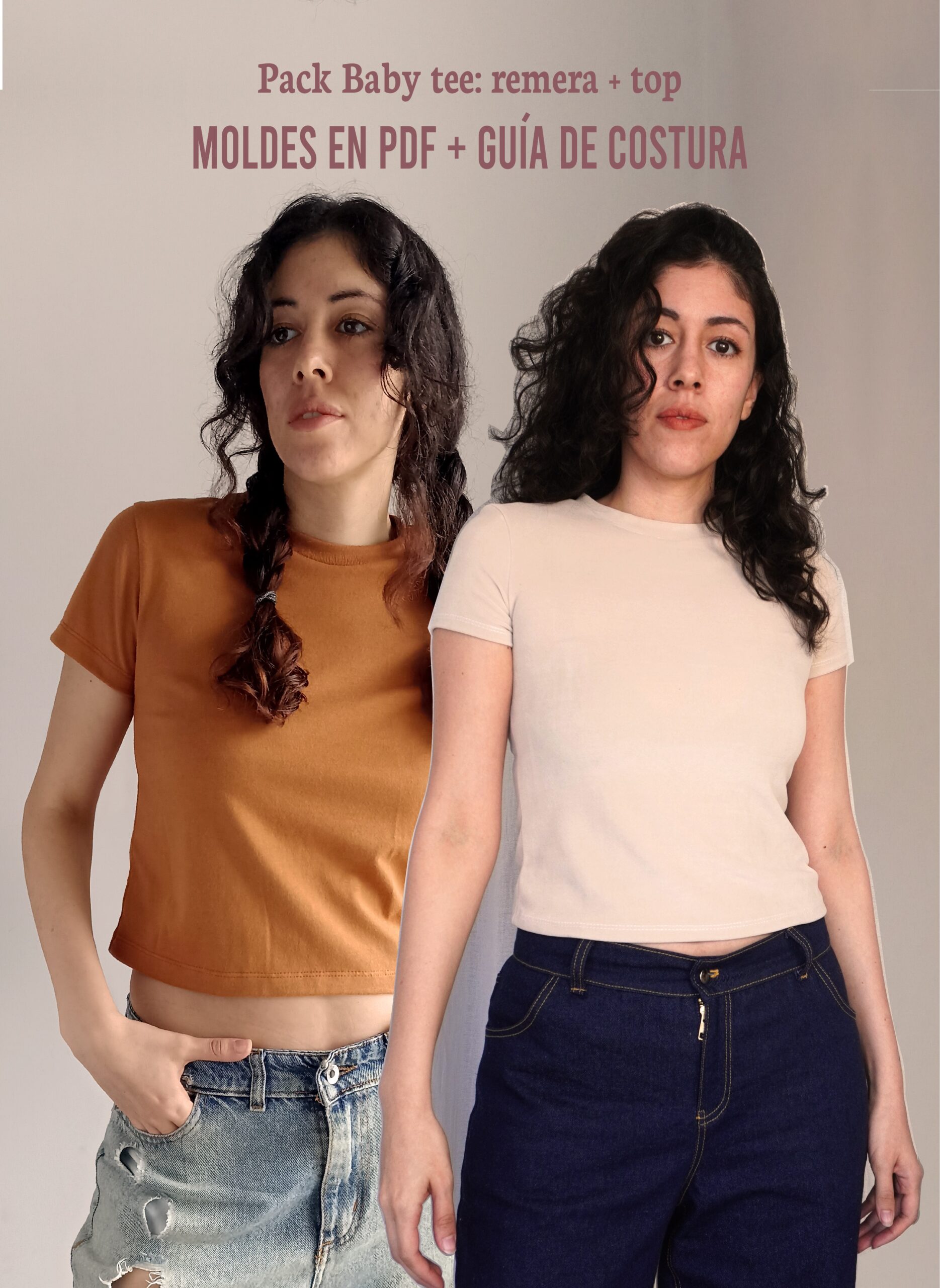 Pack de moldes - baby tee: remera y top