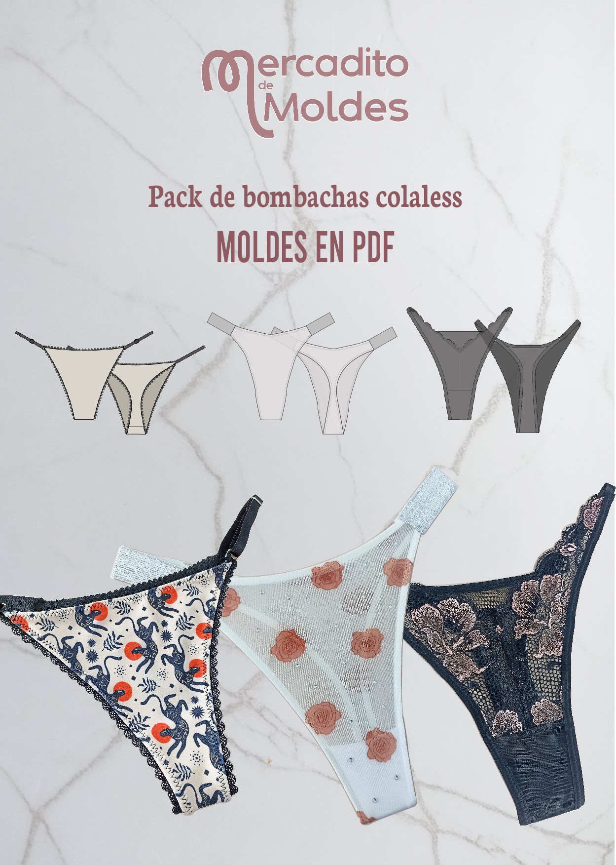 Pack de moldes - bombachas colaless